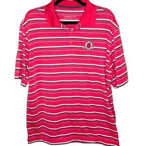Nike Golf Tour Performance Dri Fit Men's Large Pink Striped Short Sleeve…